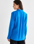 Whistle Long Sleeve Classic Silk Shirt, Electric Blue product photo View 02 S