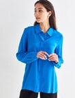 Whistle Long Sleeve Classic Silk Shirt, Electric Blue product photo View 05 S