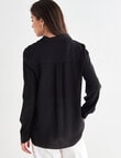 Whistle Long Sleeve Classic Silk Shirt, Black product photo View 02 S