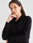 Whistle Long Sleeve Classic Silk Shirt, Black product photo View 04 S