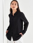Whistle Long Sleeve Classic Silk Shirt, Black product photo View 05 S