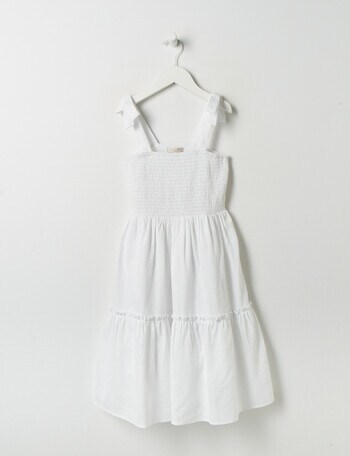 Switch Linen Blend Tiered Dress, White product photo