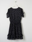Switch Chiffon Ditsy Floral Dress, Black product photo View 02 S