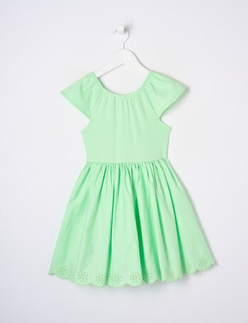 Mac & Ellie Cotton Flutter Sleeve Dress, Lime product photo