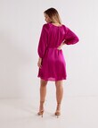Whistle 3/4 Sleeve V-Neck Party Dress, Fuchsia product photo View 02 S