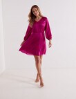 Whistle 3/4 Sleeve V-Neck Party Dress, Fuchsia product photo View 03 S