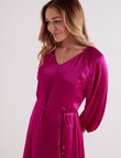 Whistle 3/4 Sleeve V-Neck Party Dress, Fuchsia product photo View 04 S