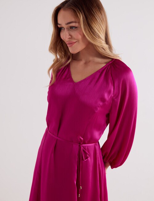 Whistle 3/4 Sleeve V-Neck Party Dress, Fuchsia product photo View 04 L