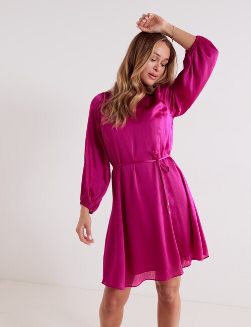 Whistle 3/4 Sleeve V-Neck Party Dress, Fuchsia product photo View 05 L