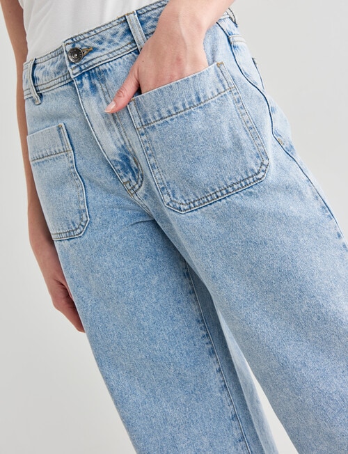 Denim Republic ZTXDR Patch Pocket Crop Jean, Light Blue - Jeans