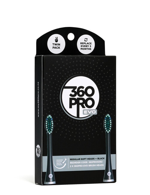 360PRO Evo Regular Soft Brush Head Refills, 2-Pack, Black, 360PROS092 product photo View 02 L