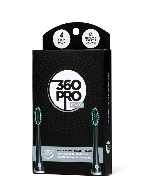 360PRO Evo Regular Soft Brush Head Refills, 2-Pack, Black, 360PROS092 product photo View 03 L