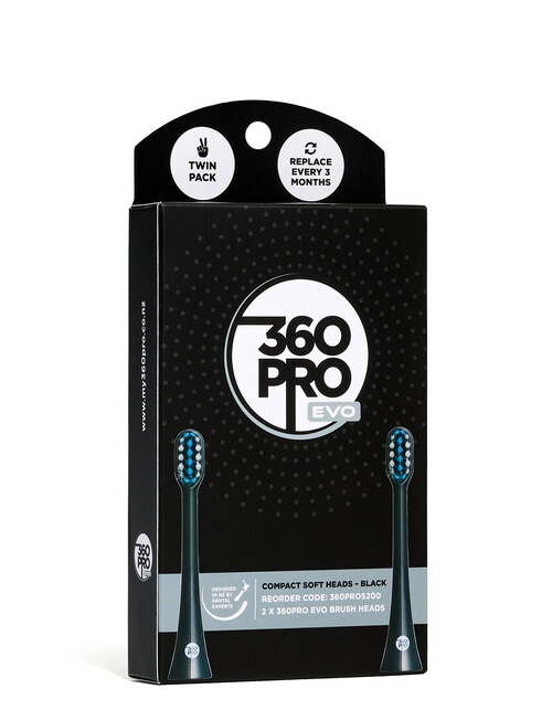 360PRO Evo Compact Soft Brush Head Refills, 2-Pack, Black, 360PROS200 product photo View 02 L