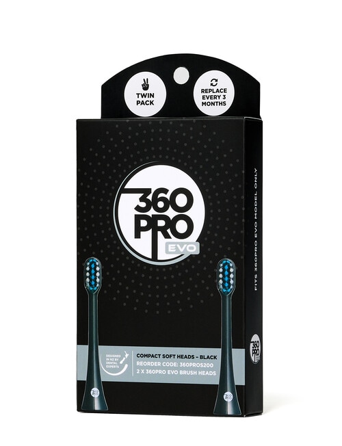 360PRO Evo Compact Soft Brush Head Refills, 2-Pack, Black, 360PROS200 product photo View 03 L