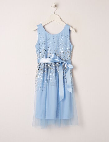 Mac & Ellie Formal Sleeveless Mesh Sequin Dress, Cornflower Blue product photo