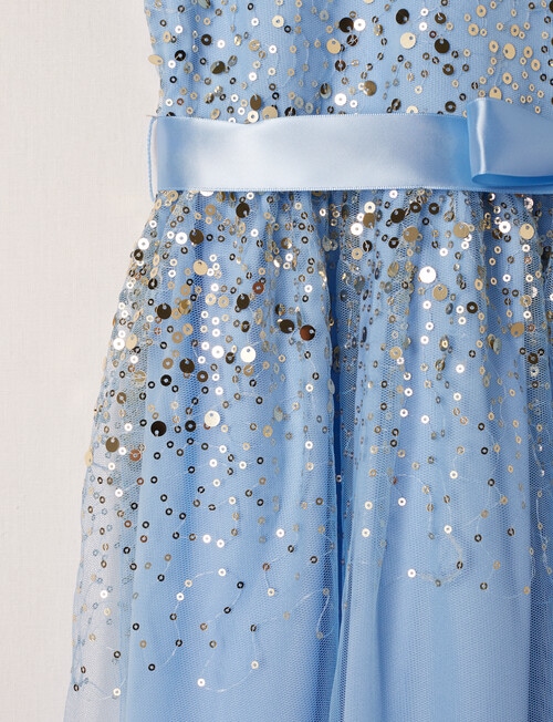 Mac & Ellie Formal Sleeveless Mesh Sequin Dress, Cornflower Blue product photo View 03 L