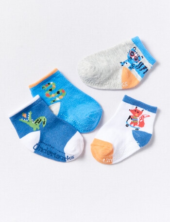 Underworks Animals Crew Socks, 4-Pack, Blue, White & Gray product photo