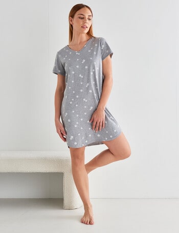 Zest Sleep Daisy T-Shirt Nightie, Grey Marle product photo