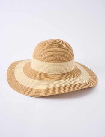 Boston + Bailey Stripe Wide Brim Hat, Natural product photo