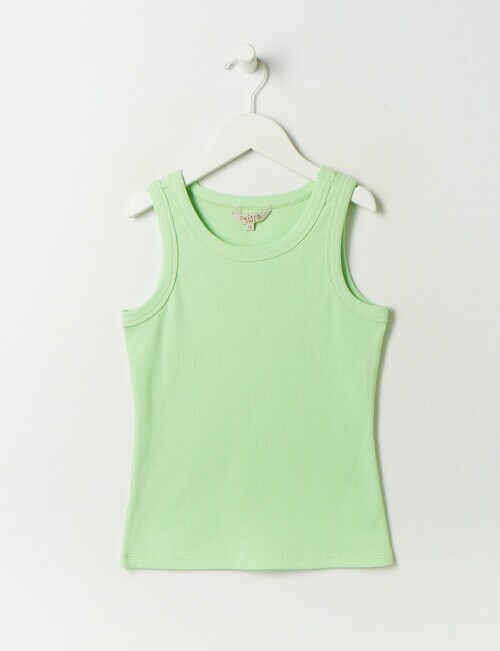 Switch Rib Singlet, Lime - Tops