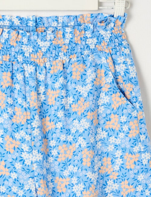 Switch Floral Shirred Waist Short, Mid Blue product photo View 02 L