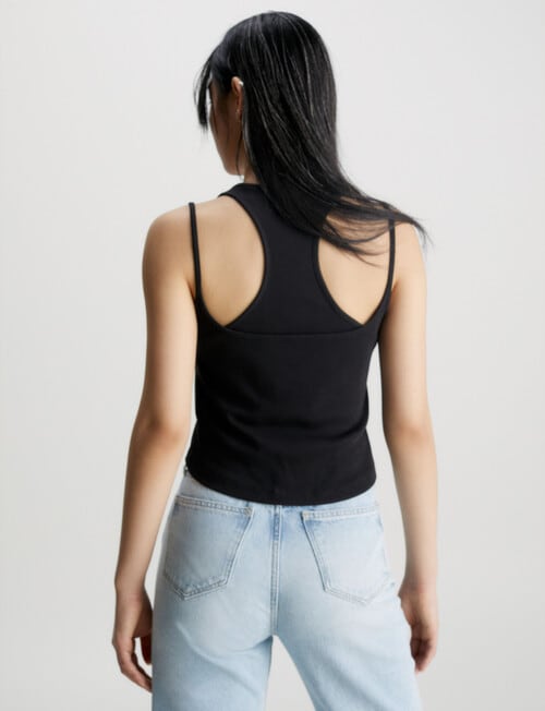 Calvin Klein Badge Rib Double Layer Tank Top, Black product photo View 02 L