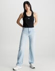 Calvin Klein Badge Rib Double Layer Tank Top, Black product photo View 04 S