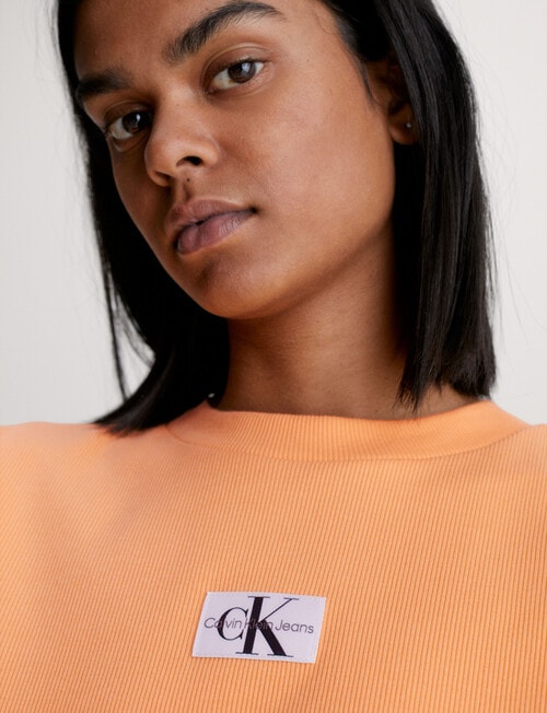 Calvin Klein Badge Rib Short Sleeve Tee, Crushed Orange product photo View 03 L