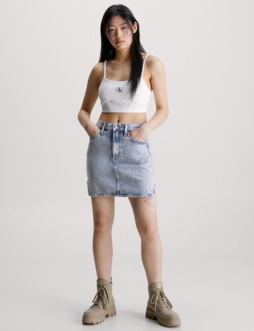 Calvin Klein A-Line Mini Skirt, Light Denim product photo View 04 L