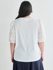 Studio Curve Woven Textured Short Sleeve Tee, White product photo View 02 S