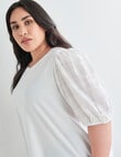 Studio Curve Woven Textured Short Sleeve Tee, White product photo View 04 S