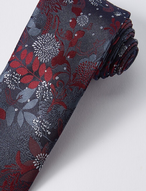 Laidlaw + Leeds Floral Tie, 7cm, Burgundy product photo View 02 L