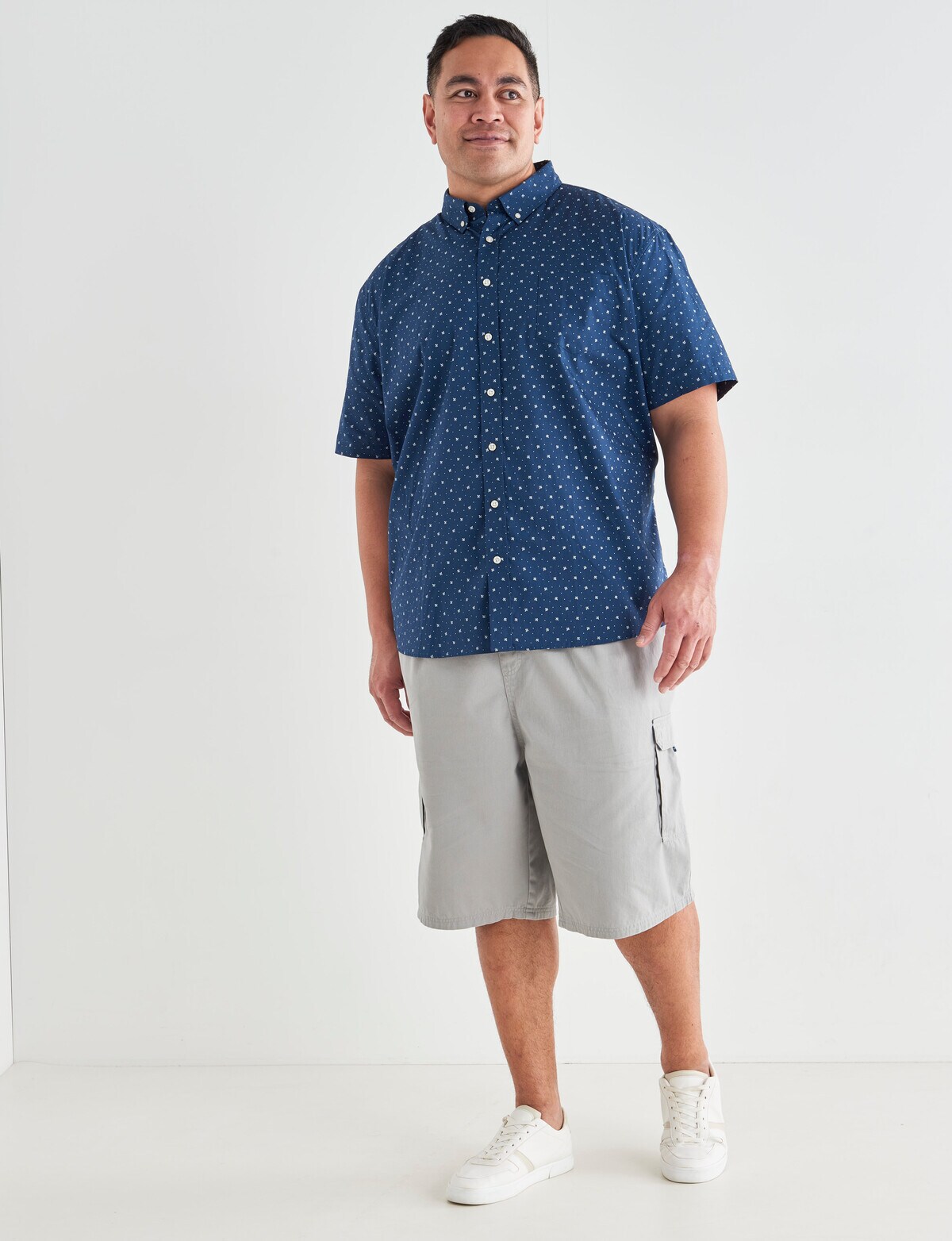 Gasoline King Size Core Ditsy Short Sleeve Shirt, Navy Casual Shirts