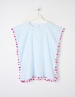 Switch Stripe Cover Up with Pompom, Blue product photo