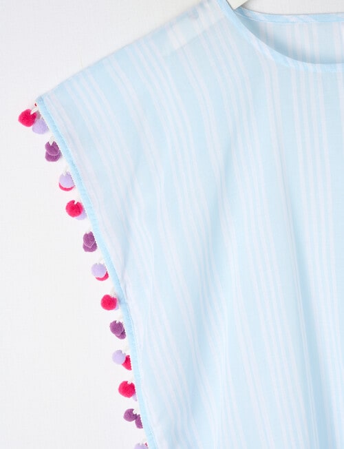 Switch Stripe Cover Up with Pompom, Blue product photo View 02 L