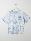 Switch Palm Trees Tie Dye Short Sleeve Boxy Tee, Mid Blue product photo