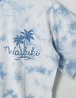 Switch Palm Trees Tie Dye Short Sleeve Boxy Tee, Mid Blue product photo View 04 S