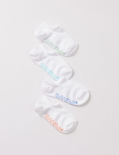 Bonds Logo Light No-Show Sock, 4-Pack, White product photo