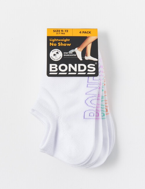 Bonds Logo Light No-Show Sock, 4-Pack, White product photo View 02 L