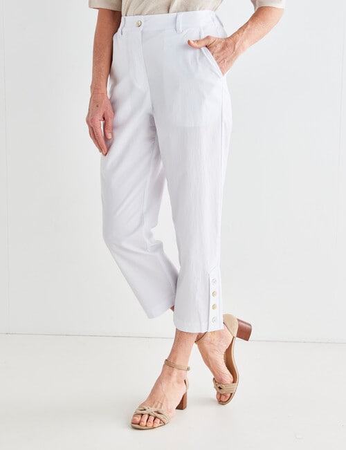 Ella J Pull-On Shell Detail Crop Pant, White product photo