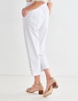 Ella J Pull-On Shell Detail Crop Pant, White product photo View 02 S