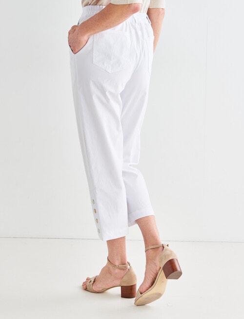 Ella J Pull-On Shell Detail Crop Pant, White product photo View 02 L