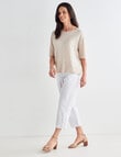 Ella J Pull-On Shell Detail Crop Pant, White product photo View 03 S