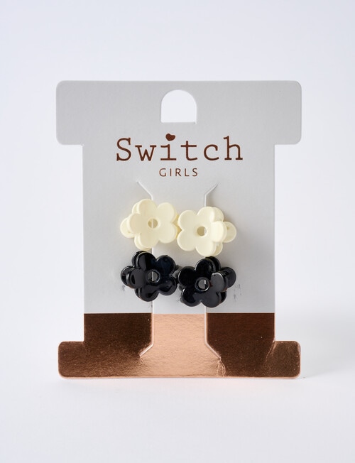 Switch Flower Mini Hair Clips, 4-Pack, Black & Ivory product photo View 02 L