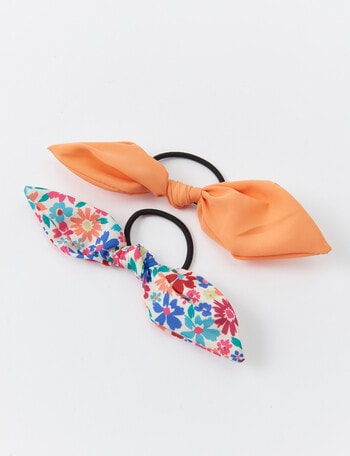 Mac & Ellie Knot Bow Hair Tie, 2-Piece, Orange product photo