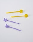 Switch Star Smiley Slider Hair Clips, 4-Pack, Purple & Yellow product photo