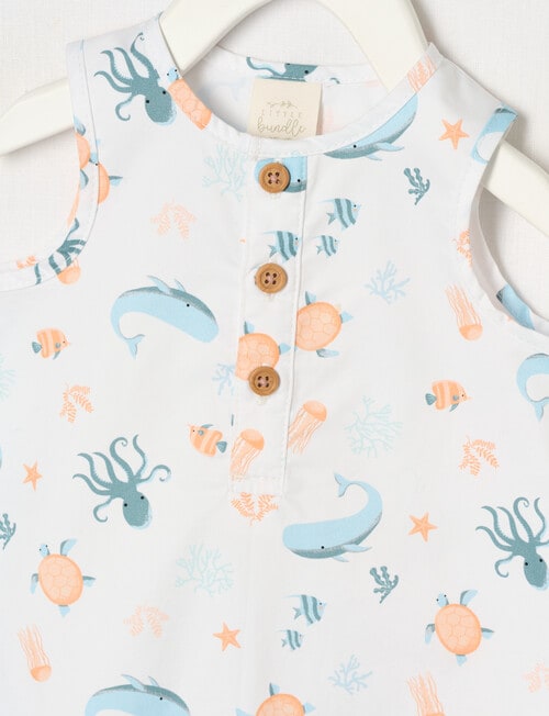 Little Bundle By the Sea Woven Shortall, White product photo View 03 L