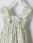 Little Bundle Summer Fields Shirred Romper, Green product photo View 02 S