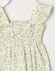 Little Bundle Summer Fields Shirred Romper, Green product photo View 03 S