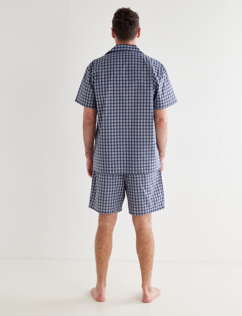 Chisel Woven Check Short PJ Set, Blue, Grey & White product photo View 02 L